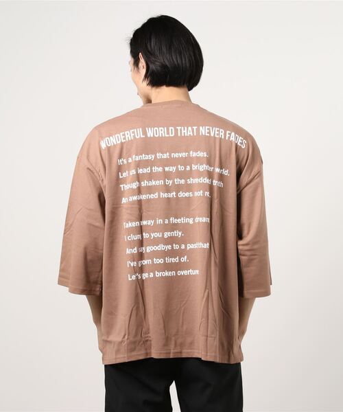 SHISKY(シスキー)の「ビッグシルエット プリント クルーネック 7分袖 Tシャツ カットソー(Tシャツ/カットソー・メンズ・ブラック/ベージュ/オフホワイト/ミント/モカ/チャコール/ホワイト系/ベージュ系/オレンジ系・M/L/XL)」の12枚目の写真