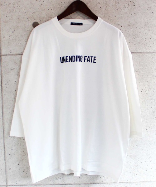 SHISKY(シスキー)の「ビッグシルエット プリント クルーネック 7分袖 Tシャツ カットソー(Tシャツ/カットソー・メンズ・ブラック/ベージュ/オフホワイト/ミント/モカ/チャコール/ホワイト系/ベージュ系/オレンジ系・M/L/XL)」の3枚目の写真