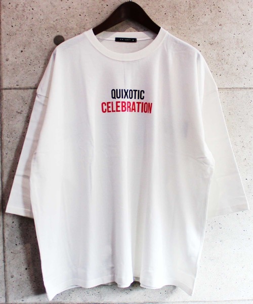 SHISKY(シスキー)の「ビッグシルエット プリント クルーネック 7分袖 Tシャツ カットソー(Tシャツ/カットソー・メンズ・ブラック/ベージュ/オフホワイト/ミント/モカ/チャコール/ホワイト系/ベージュ系/オレンジ系・M/L/XL)」の2枚目の写真