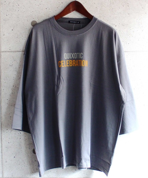 SHISKY(シスキー)の「ビッグシルエット プリント クルーネック 7分袖 Tシャツ カットソー(Tシャツ/カットソー・メンズ・ブラック/ベージュ/オフホワイト/ミント/モカ/チャコール/ホワイト系/ベージュ系/オレンジ系・M/L/XL)」の5枚目の写真