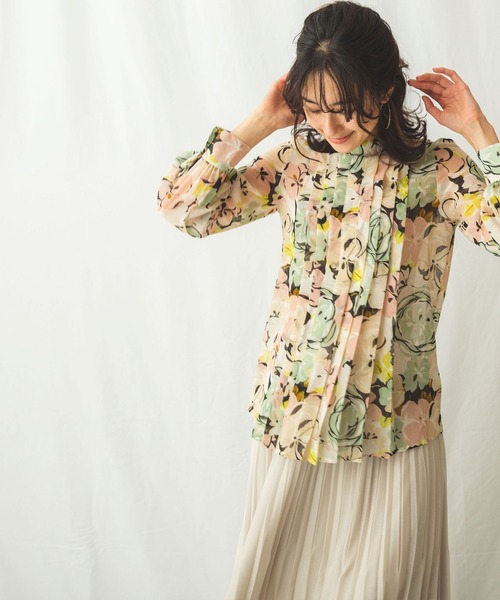 セール ミックスフラワータックブラウス シャツ ブラウス Naracamicie ナラカミーチェ のファッション 安い直販店