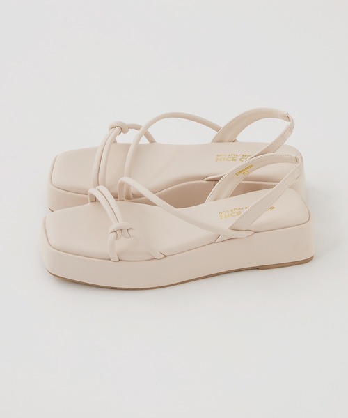 one after another NICE CLAUP（ワンアフターアナザーナイスクラップ）の「スクエアトゥチューブサンダル（サンダル・レディース・アイボリー/ミント・S/M/L/LL）」の11枚目の写真