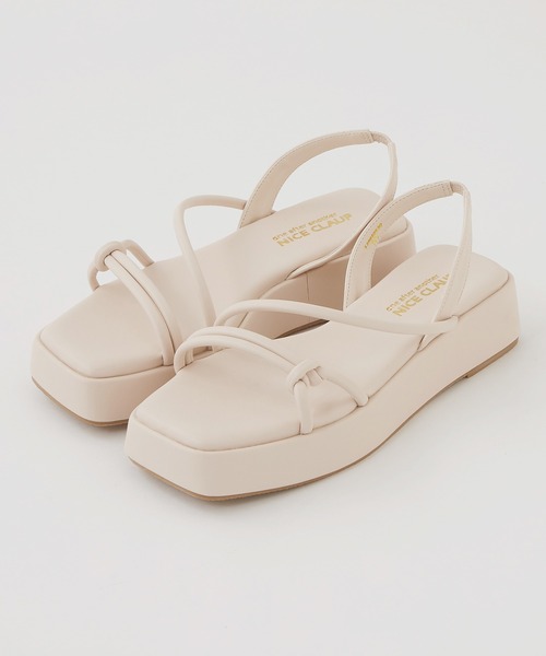 one after another NICE CLAUP（ワンアフターアナザーナイスクラップ）の「スクエアトゥチューブサンダル（サンダル・レディース・アイボリー/ミント・S/M/L/LL）」の10枚目の写真