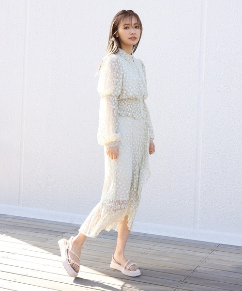 one after another NICE CLAUP（ワンアフターアナザーナイスクラップ）の「スクエアトゥチューブサンダル（サンダル・レディース・アイボリー/ミント・S/M/L/LL）」の5枚目の写真