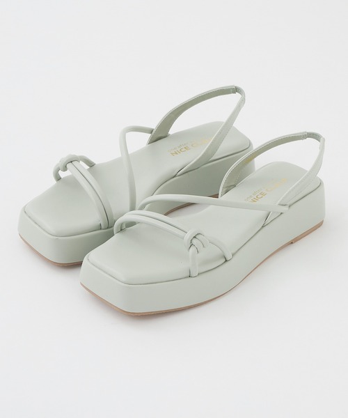 one after another NICE CLAUP（ワンアフターアナザーナイスクラップ）の「スクエアトゥチューブサンダル（サンダル・レディース・アイボリー/ミント・S/M/L/LL）」の18枚目の写真