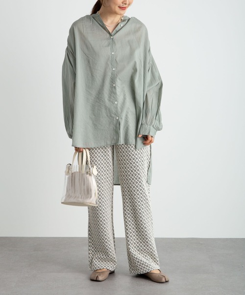 earth music&ecology(アースミュージックアンドエコロジー)の「幾何柄ジャガードパンツ *(その他パンツ・レディース・グレー/ベージュ・FREE)」の3枚目の写真