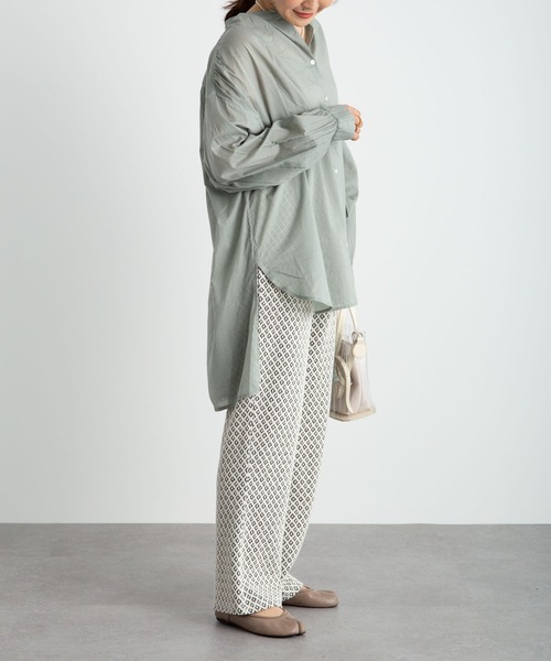 earth music&ecology(アースミュージックアンドエコロジー)の「幾何柄ジャガードパンツ *(その他パンツ・レディース・グレー/ベージュ・FREE)」の4枚目の写真