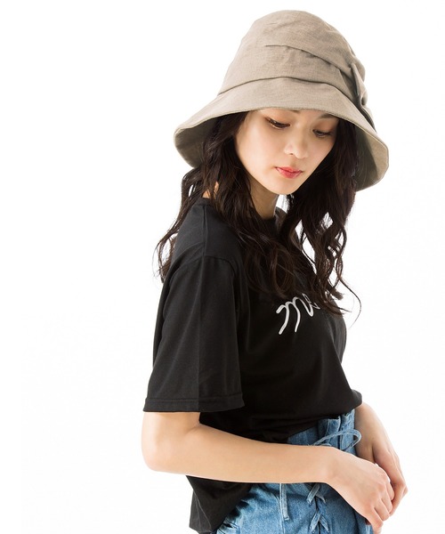 QUEENHEAD（クイーンヘッド）の「外せるあご紐付き サイドリボンUVハット（ハット・レディース・ブラック/ネイビー/ブラウン・X-LARGE/XX-LARGE/FREE）」の21枚目の写真