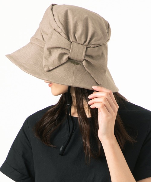 QUEENHEAD（クイーンヘッド）の「外せるあご紐付き サイドリボンUVハット（ハット・レディース・ブラック/ネイビー/ブラウン・X-LARGE/XX-LARGE/FREE）」の22枚目の写真