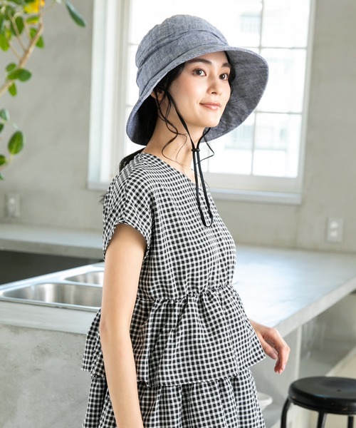 QUEENHEAD（クイーンヘッド）の「外せるあご紐付き サイドリボンUVハット（ハット・レディース・ブラック/ネイビー/ブラウン・X-LARGE/XX-LARGE/FREE）」の17枚目の写真