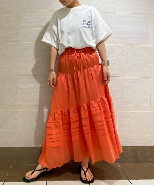 ★新品タグ付★ミラオーウェン Mila Owen オレンジプリーツスカート ミラ オーウェン Mila Owen ワッシャーマキシSK （ドット