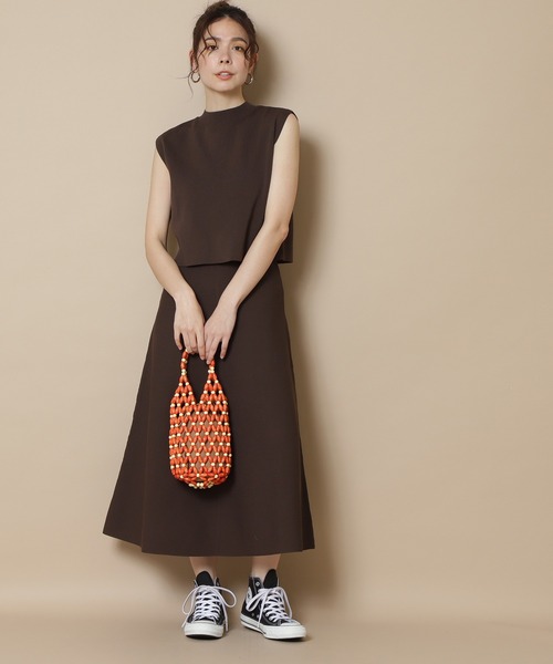 N.（N. Natural Beauty Basic）（エヌエヌナチュラルビューティーベーシック）の「◆ハイネックノースリーブセットアップ（ワンピース・レディース・パープル/ブラウン/グリーン/グレイッシュベージュ・MEDIUM）」の14枚目の写真