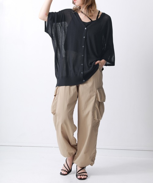 n'OrLABEL（ノアールレーベル）の「【機能素材】『五分袖ドルマンカーディガン』（カーディガン/ボレロ・レディース・グリーン/ラベンダー/グレー/ベージュ/ブラック/グレイッシュベージュ/ネイビー/イエロー/ブルー/ピンク/グレイッシュブルー/ミント/スモークピンク/ピーコックグリーン系/ピンク系/オレンジ・FREE）」の22枚目の写真