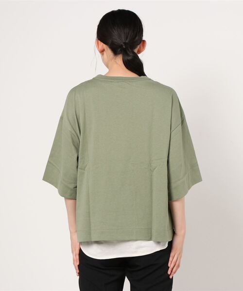 Dickies(ディッキーズ)の「Dickies ディッキーズ レイヤードが楽しめるアンサンブル 七分袖Tシャツ(Tシャツ/カットソー・レディース・ブラック/ベージュ/カーキ/オレンジ・フリー)」の7枚目の写真
