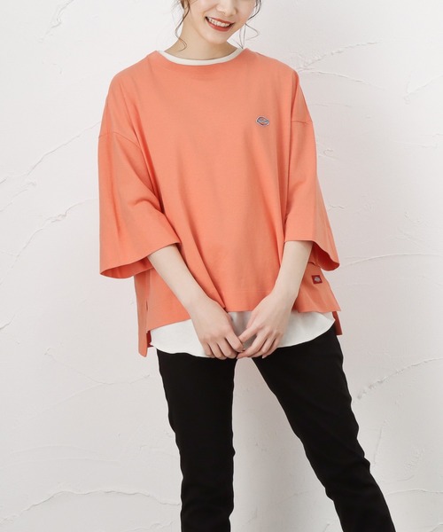 Dickies(ディッキーズ)の「Dickies ディッキーズ レイヤードが楽しめるアンサンブル 七分袖Tシャツ(Tシャツ/カットソー・レディース・ブラック/ベージュ/カーキ/オレンジ・フリー)」の4枚目の写真