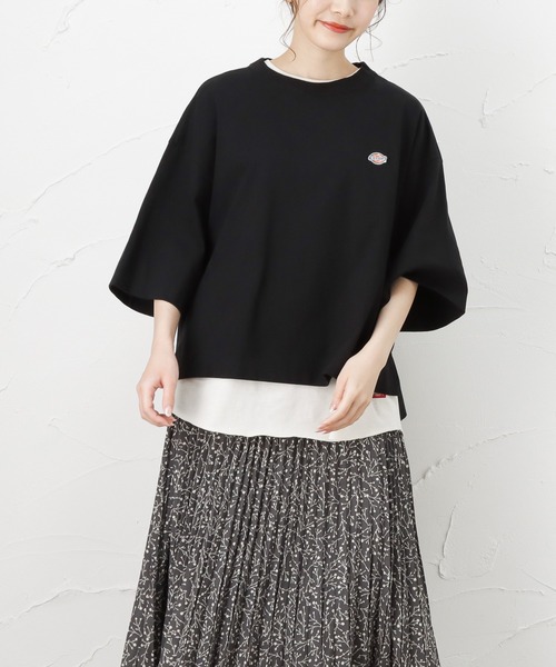 Dickies(ディッキーズ)の「Dickies ディッキーズ レイヤードが楽しめるアンサンブル 七分袖Tシャツ(Tシャツ/カットソー・レディース・ブラック/ベージュ/カーキ/オレンジ・フリー)」の2枚目の写真