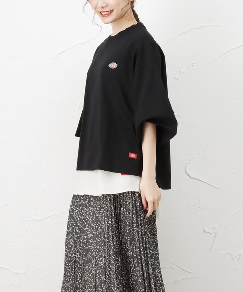 Dickies(ディッキーズ)の「Dickies ディッキーズ レイヤードが楽しめるアンサンブル 七分袖Tシャツ(Tシャツ/カットソー・レディース・ブラック/ベージュ/カーキ/オレンジ・フリー)」の8枚目の写真