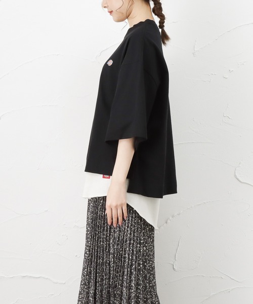 Dickies(ディッキーズ)の「Dickies ディッキーズ レイヤードが楽しめるアンサンブル 七分袖Tシャツ(Tシャツ/カットソー・レディース・ブラック/ベージュ/カーキ/オレンジ・フリー)」の10枚目の写真