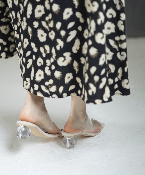 SESTO（セスト）の「サークルクリアヒールのスクエアトゥミュール（サンダル・レディース・ベージュ/ゴールド/アイボリー/ミント・LL/3L/S/M/L）」の7枚目の写真