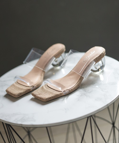 SESTO（セスト）の「サークルクリアヒールのスクエアトゥミュール（サンダル・レディース・ベージュ/ゴールド/アイボリー/ミント・LL/3L/S/M/L）」の10枚目の写真