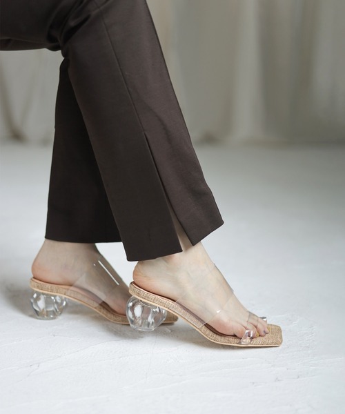 SESTO（セスト）の「サークルクリアヒールのスクエアトゥミュール（サンダル・レディース・ベージュ/ゴールド/アイボリー/ミント・LL/3L/S/M/L）」の13枚目の写真