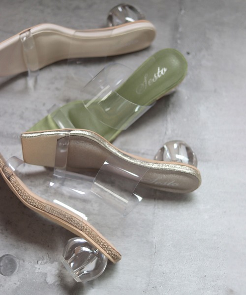 SESTO（セスト）の「サークルクリアヒールのスクエアトゥミュール（サンダル・レディース・ベージュ/ゴールド/アイボリー/ミント・LL/3L/S/M/L）」の5枚目の写真