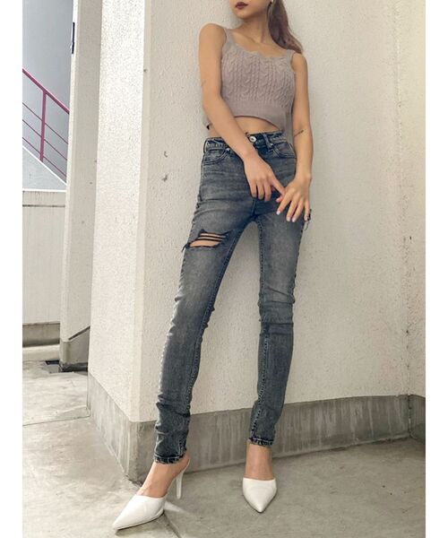 GYDA（ジェイダ）の「ミドルウエスト BACK RIPPEDケミカルスキニーデニムパンツ（デニムパンツ・レディース・ライトブルー/ブラック・SMALL/MEDIUM/X-SMALL）」の17枚目の写真