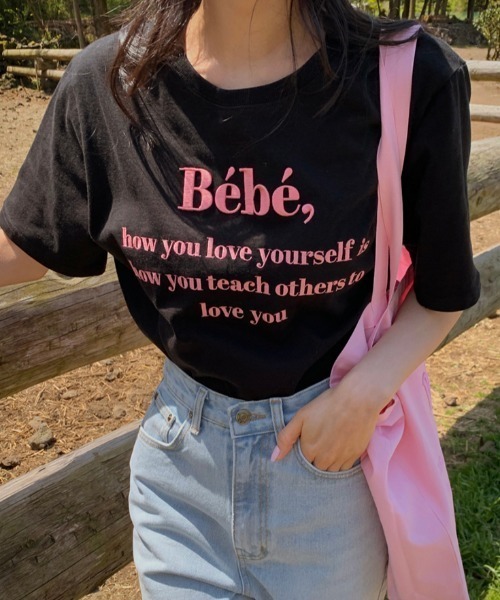 MANGROVE(マングローブ)の「Bebeロゴ刺繍Tシャツ(Tシャツ/カットソー・レディース・ホワイト/ネイビー/ナチュラル/ブラック/グレー/パープル・FREE)」の3枚目の写真