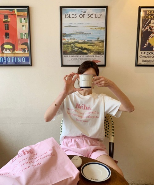 MANGROVE(マングローブ)の「Bebeロゴ刺繍Tシャツ(Tシャツ/カットソー・レディース・ホワイト/ネイビー/ナチュラル/ブラック/グレー/パープル・FREE)」の11枚目の写真