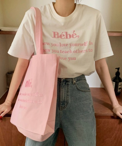 MANGROVE(マングローブ)の「Bebeロゴ刺繍Tシャツ(Tシャツ/カットソー・レディース・ホワイト/ネイビー/ナチュラル/ブラック/グレー/パープル・FREE)」の22枚目の写真