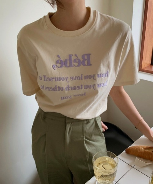 MANGROVE(マングローブ)の「Bebeロゴ刺繍Tシャツ(Tシャツ/カットソー・レディース・ホワイト/ネイビー/ナチュラル/ブラック/グレー/パープル・FREE)」の12枚目の写真