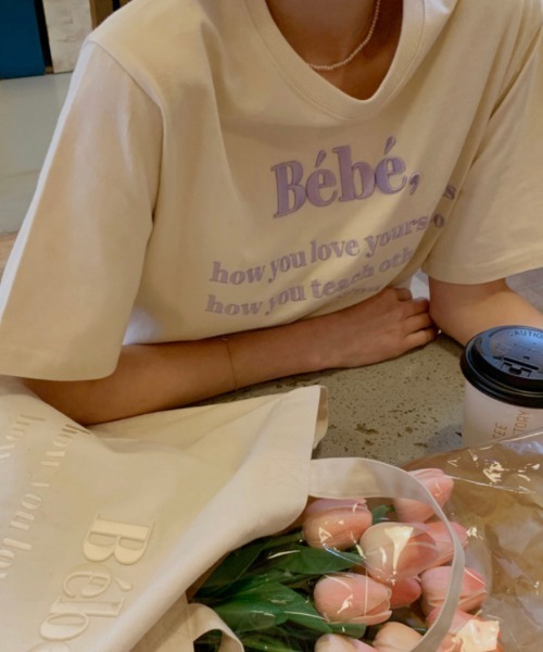 MANGROVE(マングローブ)の「Bebeロゴ刺繍Tシャツ(Tシャツ/カットソー・レディース・ホワイト/ネイビー/ナチュラル/ブラック/グレー/パープル・FREE)」の13枚目の写真