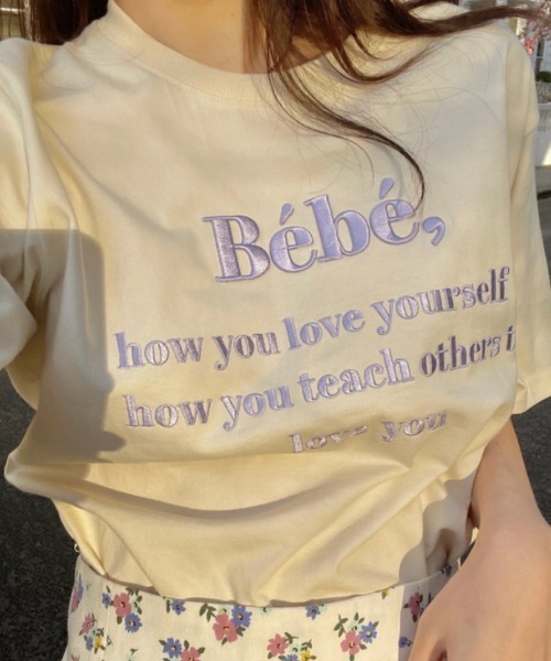 MANGROVE(マングローブ)の「Bebeロゴ刺繍Tシャツ(Tシャツ/カットソー・レディース・ホワイト/ネイビー/ナチュラル/ブラック/グレー/パープル・FREE)」の14枚目の写真