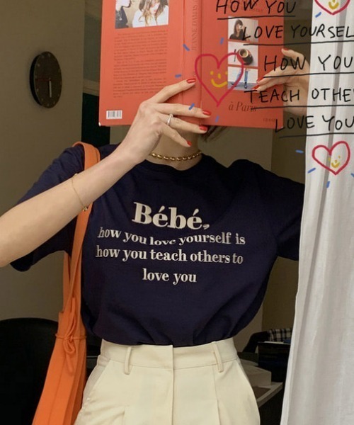 MANGROVE(マングローブ)の「Bebeロゴ刺繍Tシャツ(Tシャツ/カットソー・レディース・ホワイト/ネイビー/ナチュラル/ブラック/グレー/パープル・FREE)」の18枚目の写真