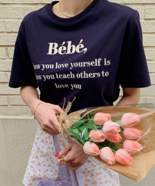 MANGROVE(マングローブ)の「Bebeロゴ刺繍Tシャツ(Tシャツ/カットソー・レディース・ホワイト/ネイビー/ナチュラル/ブラック/グレー/パープル・FREE)」の20枚目の写真