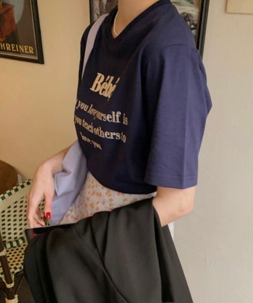 MANGROVE(マングローブ)の「Bebeロゴ刺繍Tシャツ(Tシャツ/カットソー・レディース・ホワイト/ネイビー/ナチュラル/ブラック/グレー/パープル・FREE)」の21枚目の写真