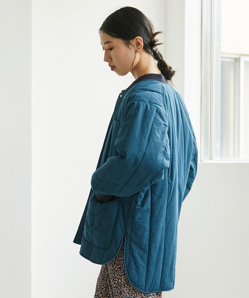 cardo fabrica（カルドファブリカ）の「100/2ブロード エボダウンキルティングジャケット（ブルゾン・レディース・ブルー/ミント/キナリ・FREE）」の20枚目の写真