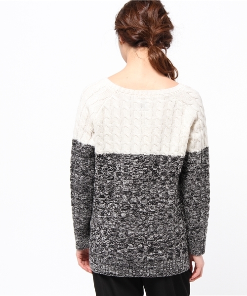 DISCOAT（ディスコート）の「【Discoat】配色ケーブルプルオーバー（ニット/セーター・レディース・オフホワイト/キャメル/グレー・ﾌﾘ-）」の6枚目の写真