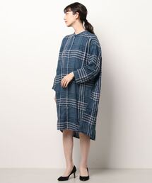 Samansa Mos2 blue | チェック前開きワンピース(ワンピース)