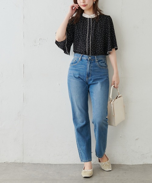 natural couture（ナチュラルクチュール）の「パール釦ポイントバイカラーフレア5分袖ブラウス（シャツ/ブラウス・レディース・アイボリー/カーキ/ピンクベージュ/その他1/その他2/その他3・FREE）」の18枚目の写真