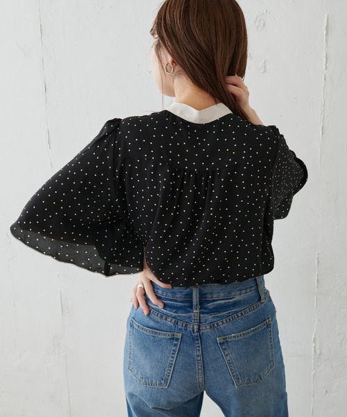 natural couture（ナチュラルクチュール）の「パール釦ポイントバイカラーフレア5分袖ブラウス（シャツ/ブラウス・レディース・アイボリー/カーキ/ピンクベージュ/その他1/その他2/その他3・FREE）」の14枚目の写真