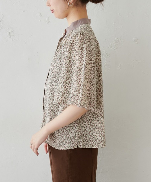 natural couture（ナチュラルクチュール）の「パール釦ポイントバイカラーフレア5分袖ブラウス（シャツ/ブラウス・レディース・アイボリー/カーキ/ピンクベージュ/その他1/その他2/その他3・FREE）」の19枚目の写真