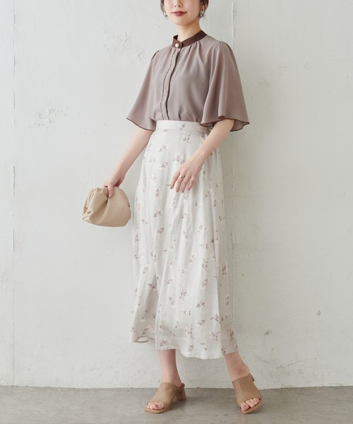 natural couture（ナチュラルクチュール）の「パール釦ポイントバイカラーフレア5分袖ブラウス（シャツ/ブラウス・レディース・アイボリー/カーキ/ピンクベージュ/その他1/その他2/その他3・FREE）」の21枚目の写真