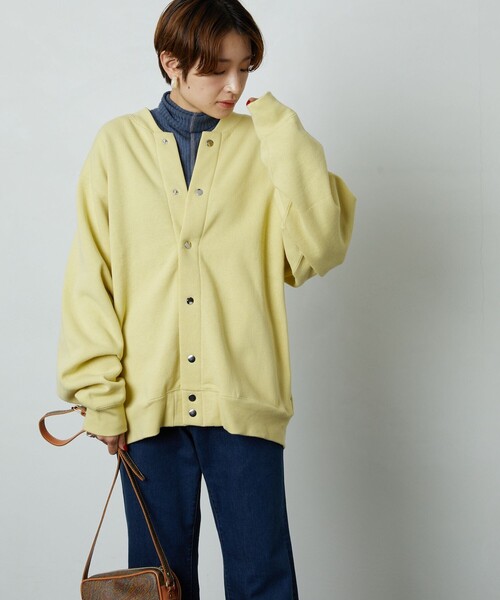 FREAK'S STORE(フリークスストア)の「▽【WEB限定】ヘビーウェイト裏起毛スナップカーディガン(スウェット・レディース・ライトグレー/ブラック/グレー/レッド/ブルー/ナチュラル/イエロー/ラベンダー/サックスブルー・フリ-)」の8枚目の写真