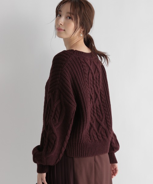 Andemiu（アンデミュウ）の「ショートケーブルニット227895（ニット/セーター・レディース・オフホワイト/ブルー/ボルドー・FREE）」の6枚目の写真