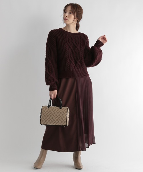 Andemiu（アンデミュウ）の「ショートケーブルニット227895（ニット/セーター・レディース・オフホワイト/ブルー/ボルドー・FREE）」の22枚目の写真