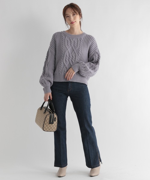 Andemiu（アンデミュウ）の「ショートケーブルニット227895（ニット/セーター・レディース・オフホワイト/ブルー/ボルドー・FREE）」の15枚目の写真