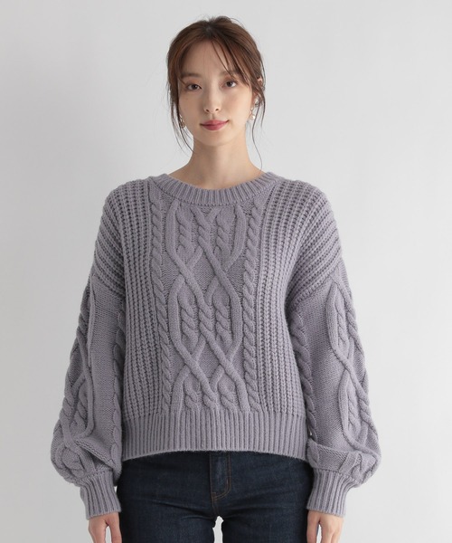 Andemiu（アンデミュウ）の「ショートケーブルニット227895（ニット/セーター・レディース・オフホワイト/ブルー/ボルドー・FREE）」の11枚目の写真