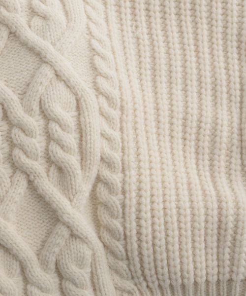 Andemiu（アンデミュウ）の「ショートケーブルニット227895（ニット/セーター・レディース・オフホワイト/ブルー/ボルドー・FREE）」の8枚目の写真