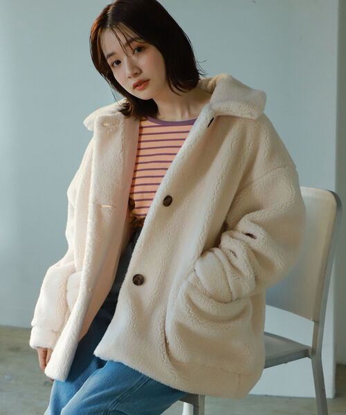BeAMS DOT(ビームスドット)の「【WEB限定】BeAMS DOT / 襟付き ビッグボアジャケット(ブルゾン・レディース・ホワイト系その他5/ブラウン系その他4・FREE)」の16枚目の写真